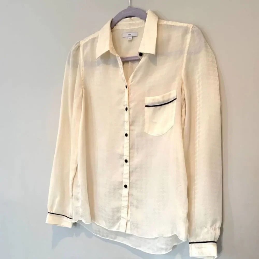 GAP Sheer Hounds Tooth Button Down Top Size XS